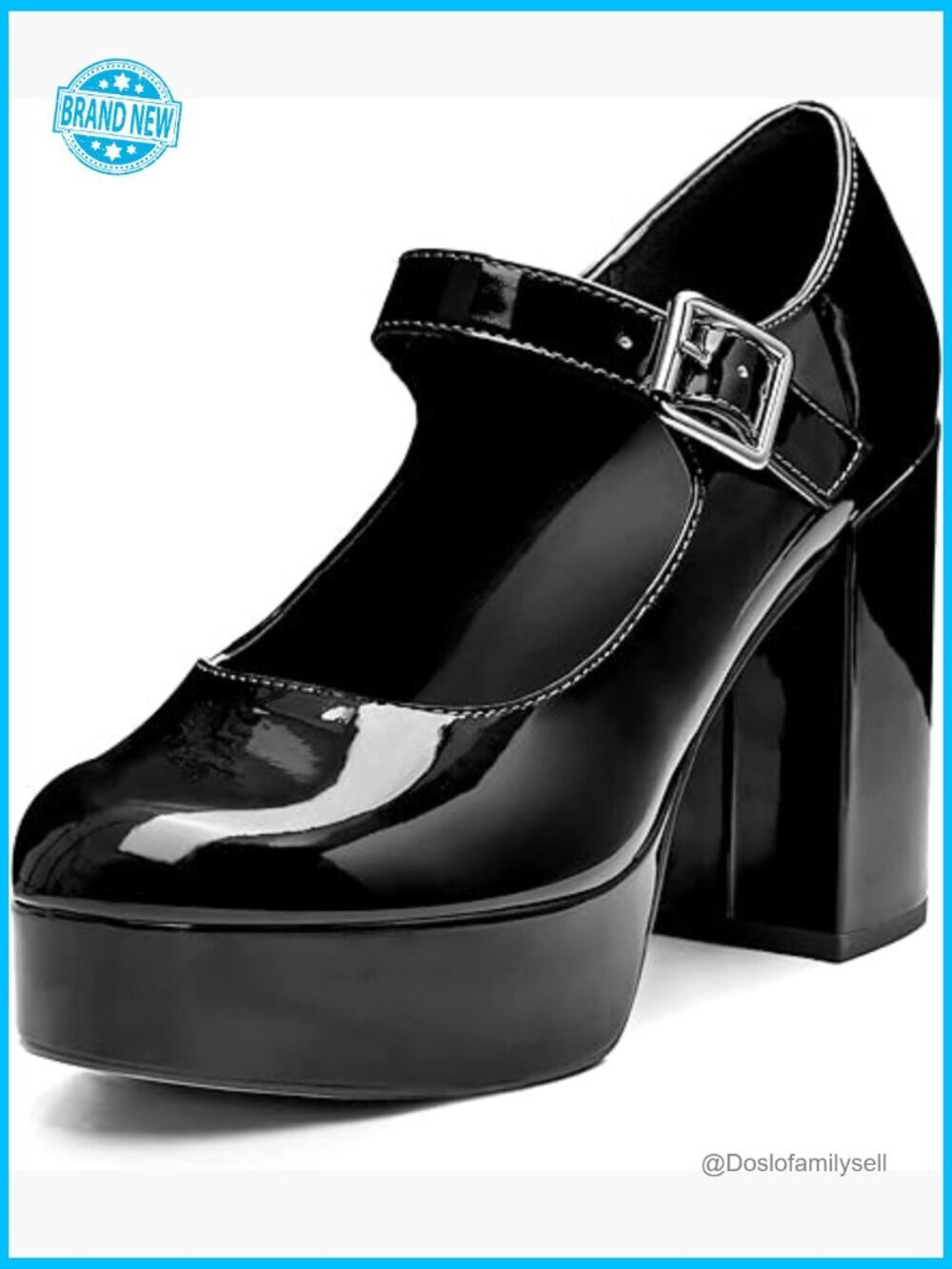 T-Strap Round Toe Chunky Platform Heels Dress Mary Jane Pumps